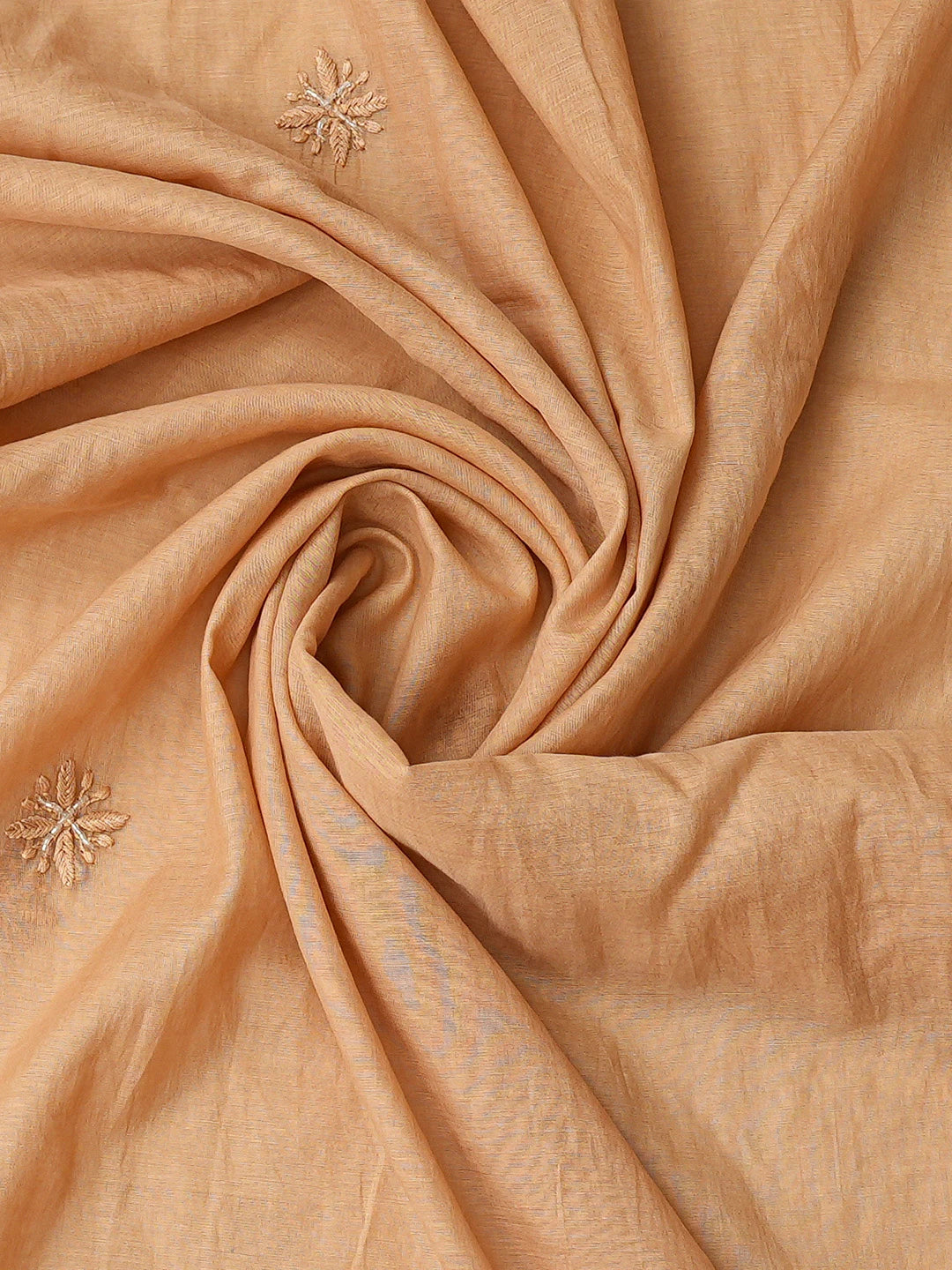 Ada Hand Embroidered Brown Sugar Chanderi Lucknowi Chikankari Unstitched Kurta Dupatta Set With Cutdana Work 01A813808