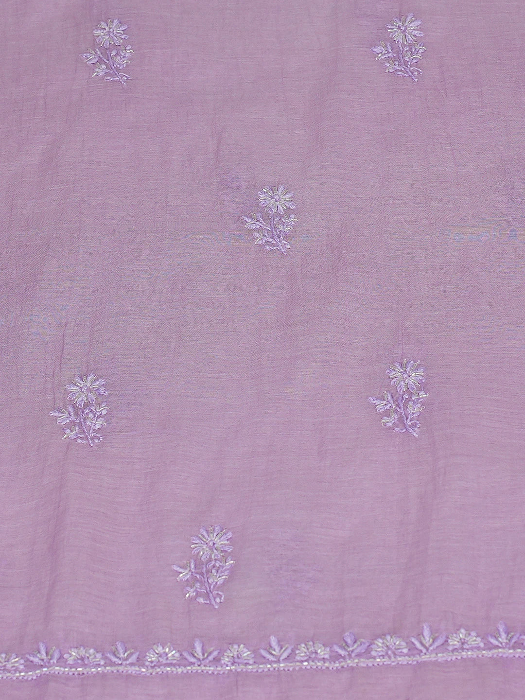 Ada Hand Embroidered Lavender Chanderi Lucknowi Chikankari Unstitched Kurta Dupatta Set With Cutdana Work 01A813807