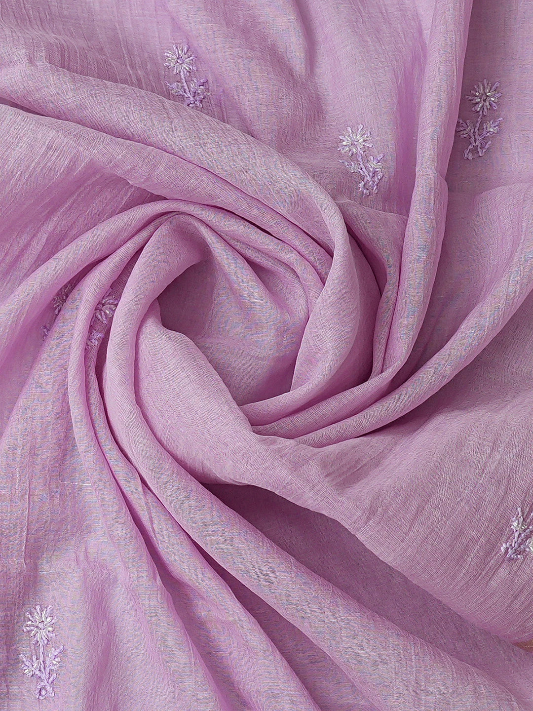 Ada Hand Embroidered Lavender Chanderi Lucknowi Chikankari Unstitched Kurta Dupatta Set With Cutdana Work 01A813807