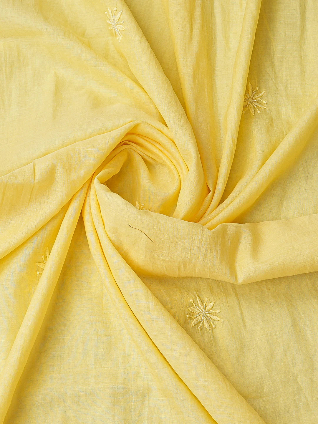 Ada Hand Embroidered Yellow Chanderi Lucknowi Chikankari Unstitched Kurta Dupatta Set With Cutdana Work 01A813809