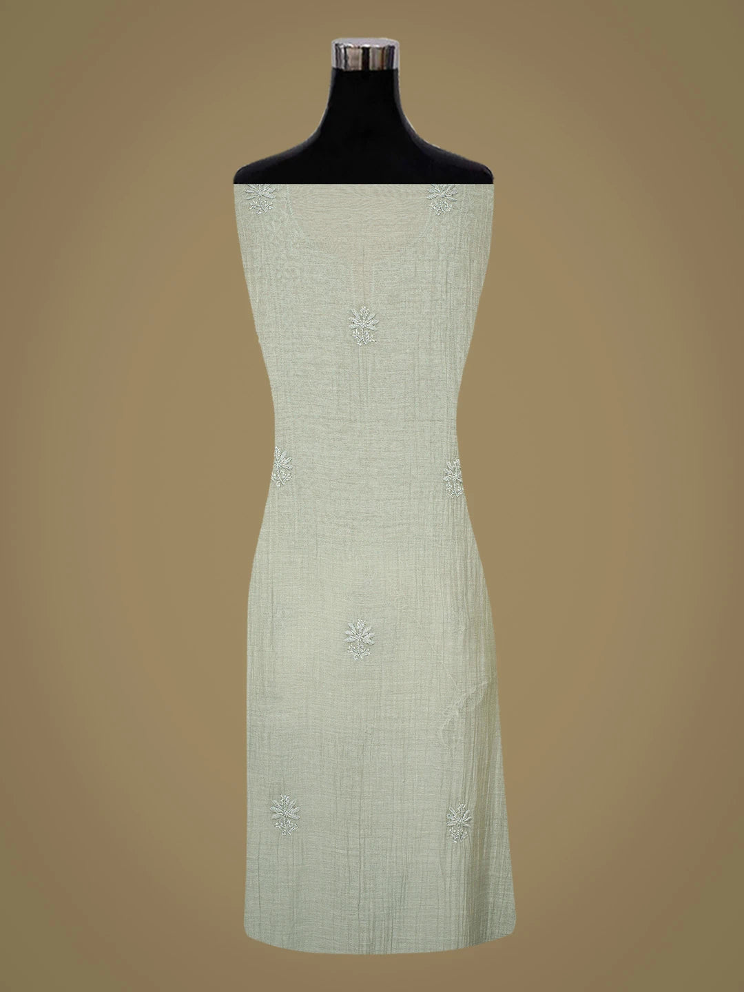 Ada Hand Embroidered Grey Chanderi Lucknowi Chikankari Unstitched Kurta Dupatta Set With Cutdana Work 01A813794