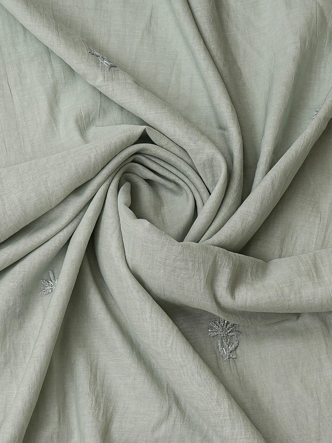 Ada Hand Embroidered Grey Chanderi Lucknowi Chikankari Unstitched Kurta Dupatta Set With Cutdana Work 01A813794