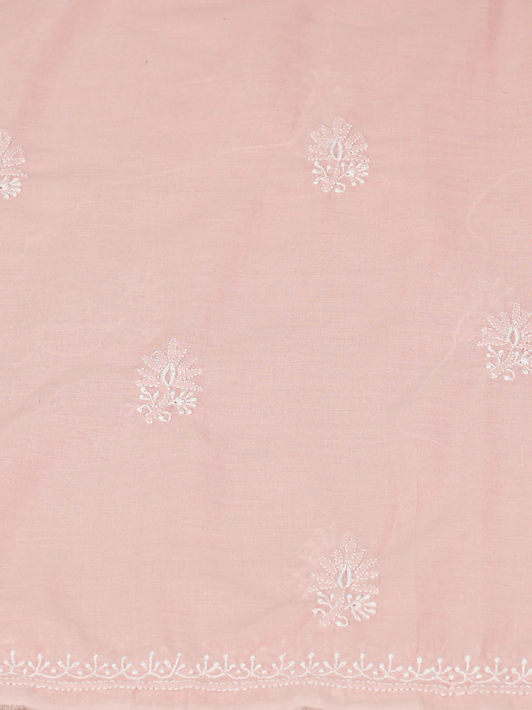 Ada Hand Embroidered Peach Cotton Lucknowi Chikankari Unstitched Suit Piece 01A773554