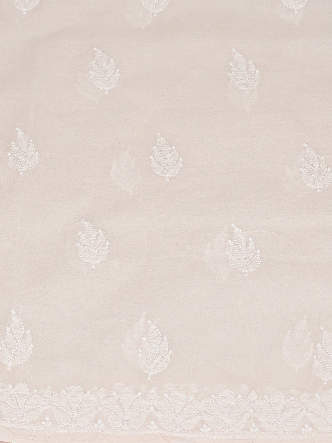 Ada Hand Embroidered Light Peach Cotton Lucknowi Chikankari Unstitched Kurta Piece 01A810441