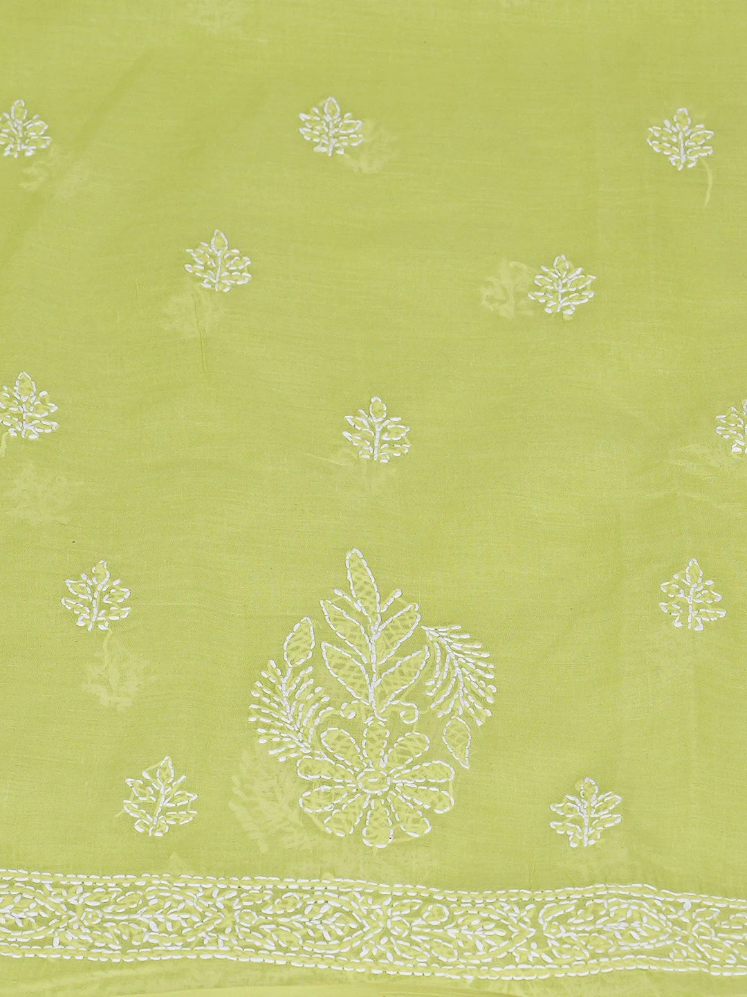 Ada Hand Embroidered Lime Green Cotton Lucknowi Chikankari Unstitched Kurta Piece 01A712130