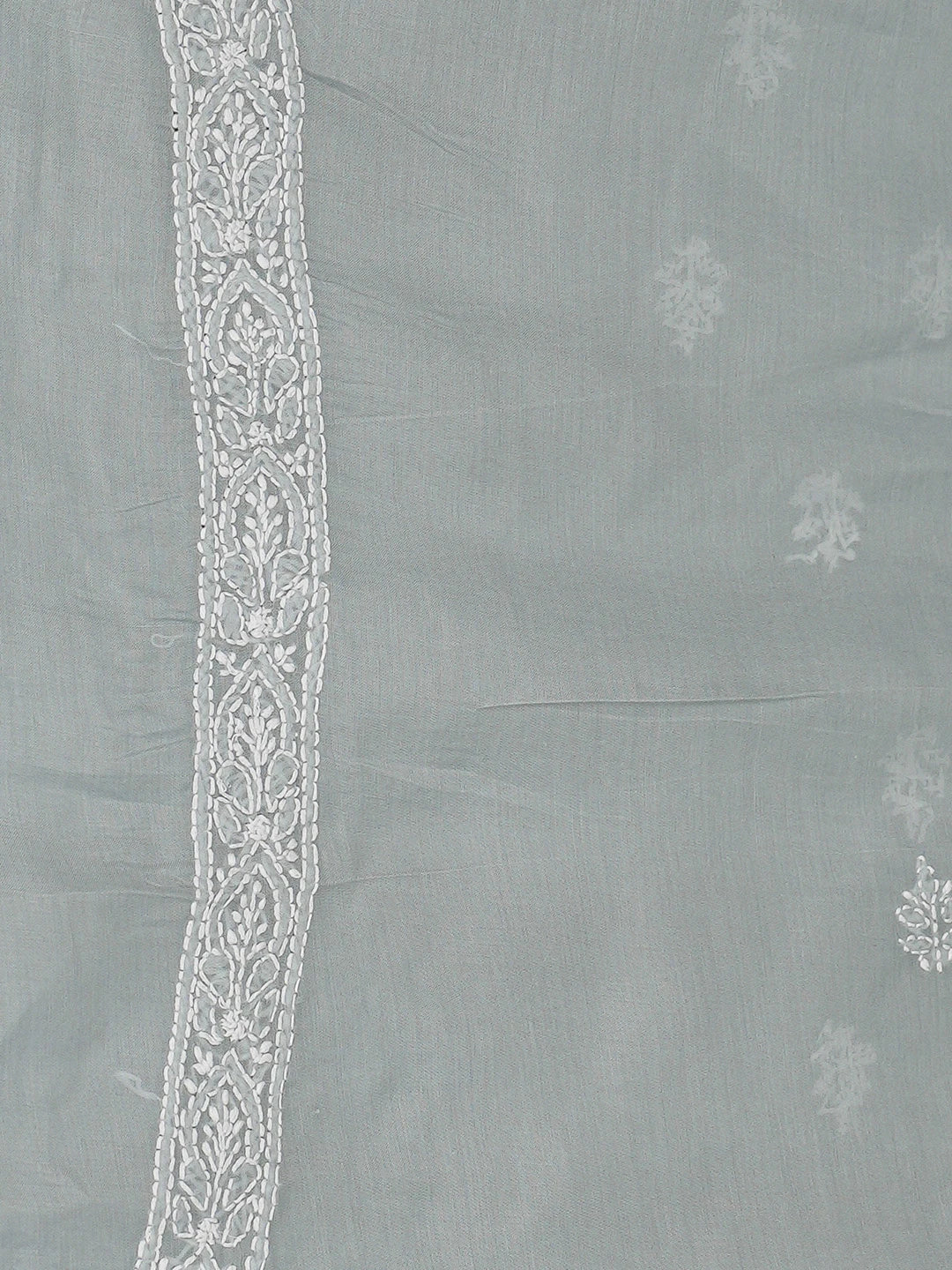 Ada Hand Embroidered Grey Cotton Lucknowi Chikankari Unstitched Kurta Piece 01A712192