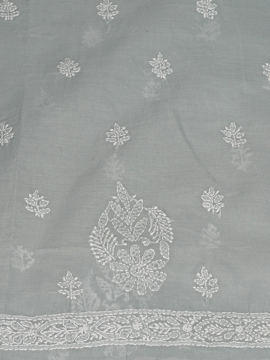 Ada Hand Embroidered Grey Cotton Lucknowi Chikankari Unstitched Kurta Piece 01A712192