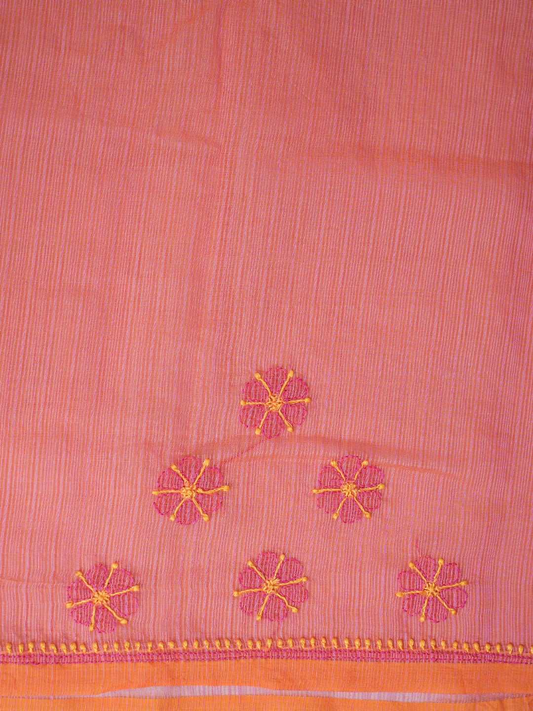 Ada Hand Embroidered Peach Orange Super Net Lucknowi Chikankari Saree and Blouse 01A814535