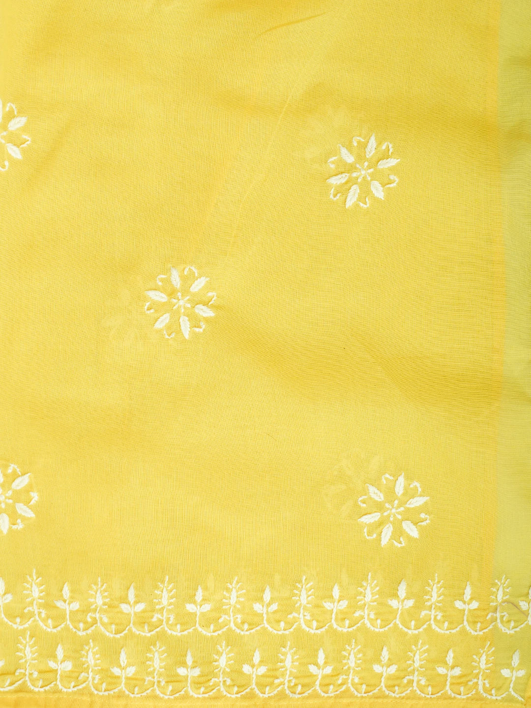 Ada Hand Embroidered Yellow Cotton Lucknowi Chikankari Semi-Stitched Kurta Dupatta Set 01A791324