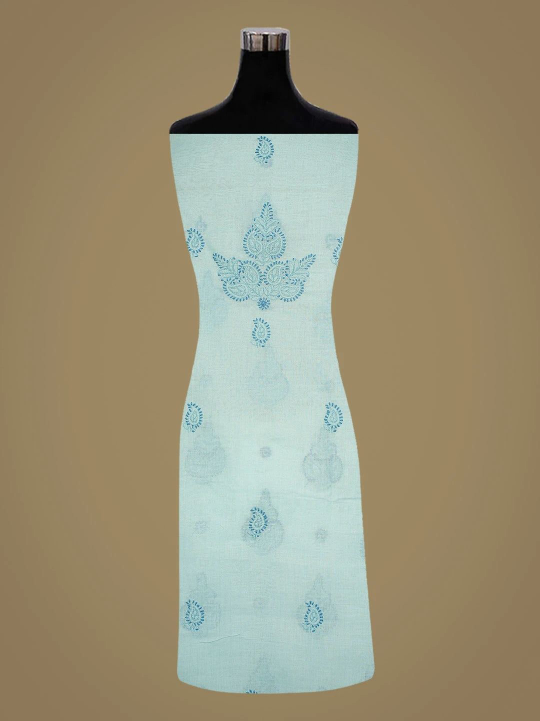 Ada Hand Embroidered Blue Cotton Lucknowi Chikankari Unstitched Kurta Piece 01A222633