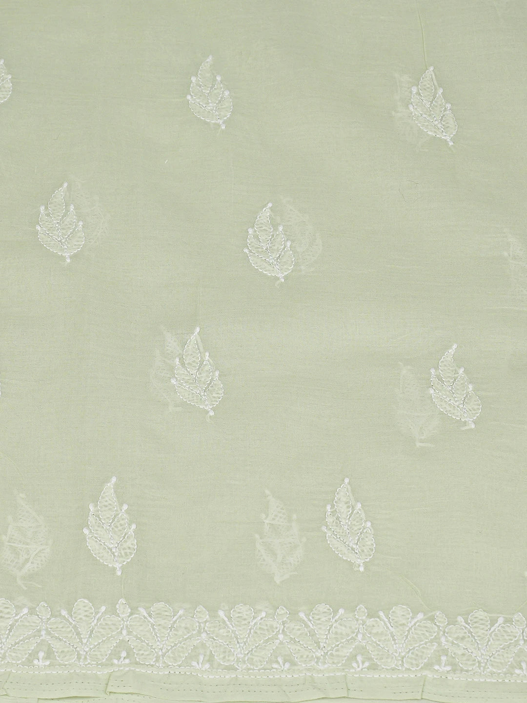 Ada Hand Embroidered Light Green Cotton Lucknowi Chikankari Unstitched Kurta Piece 01A810461
