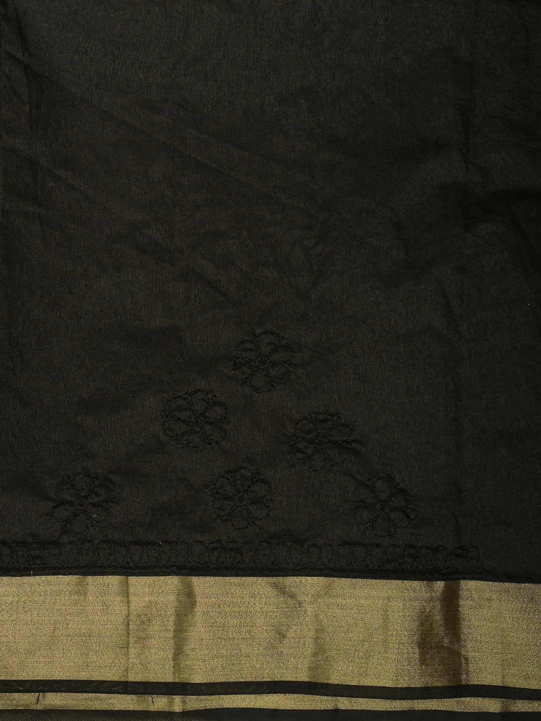 Ada Hand Embroidered Black Chanderi Lucknowi Chikankari Saree and Blouse 01A780607