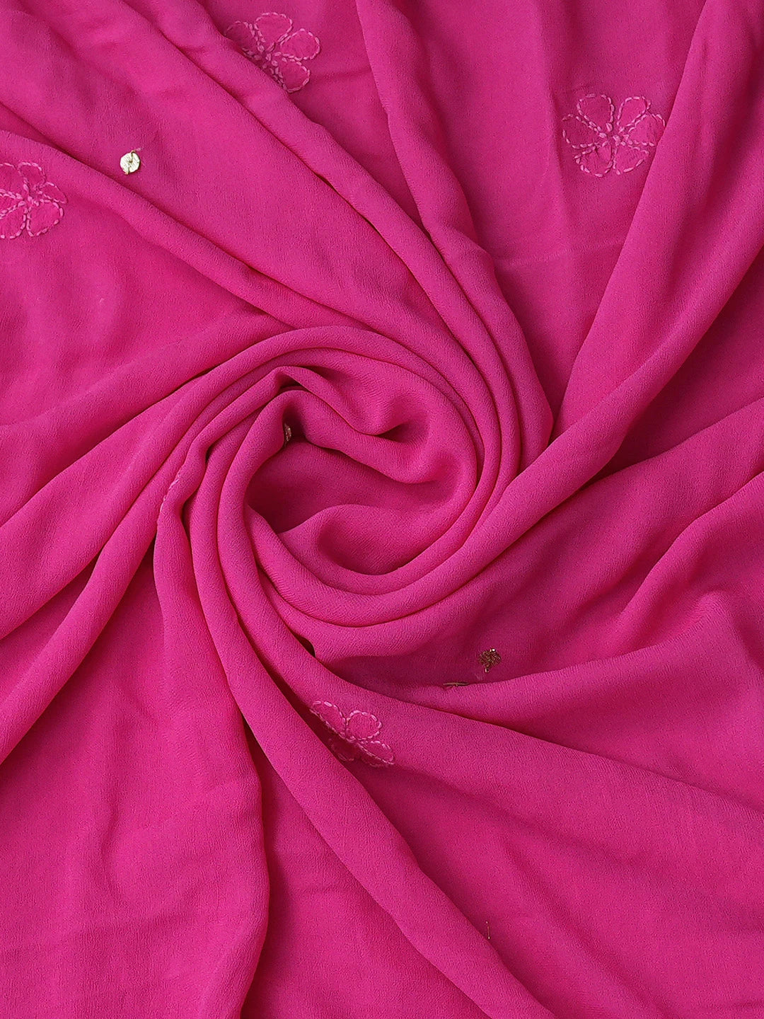 Ada Hand Embroidered Magenta Viscose Georgette Lucknowi Chikankari Unstitched Kurta Dupatta Set With Gota Patti Work 01A801917