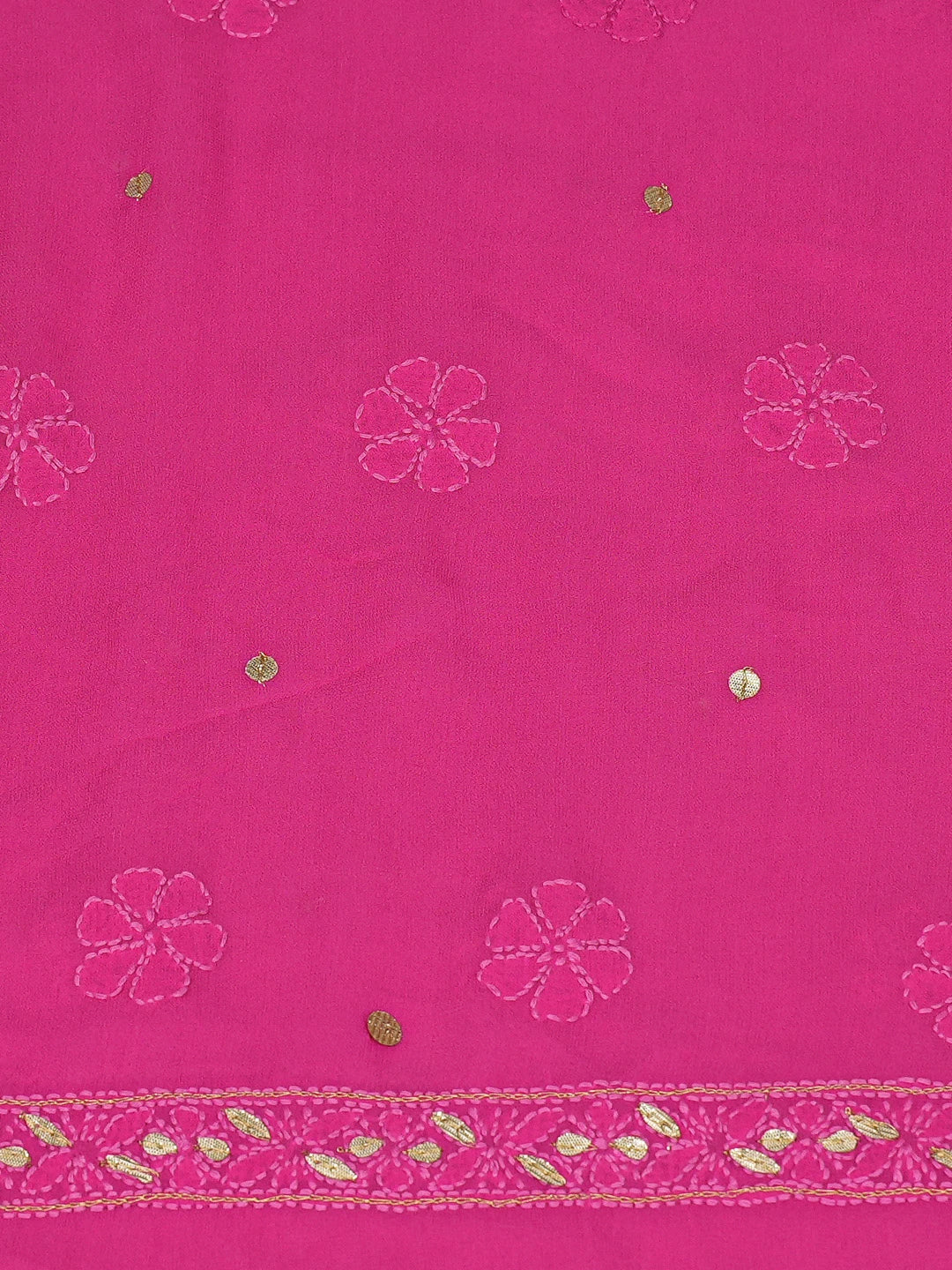 Ada Hand Embroidered Magenta Viscose Georgette Lucknowi Chikankari Unstitched Kurta Dupatta Set With Gota Patti Work 01A801917