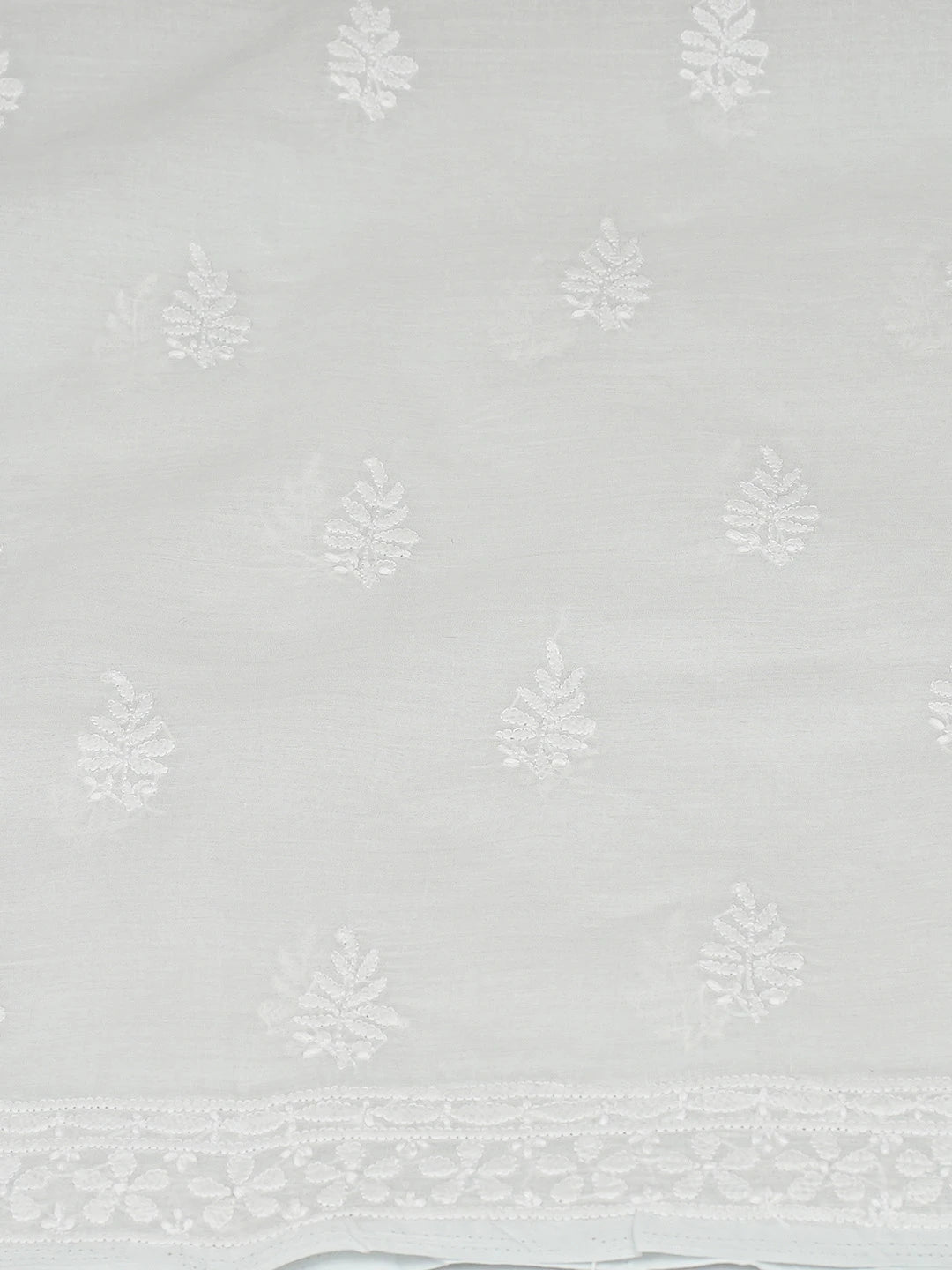 Ada Hand Embroidered Light Grey Cotton Lucknowi Chikankari Unstitched Kurta Piece 01A810441