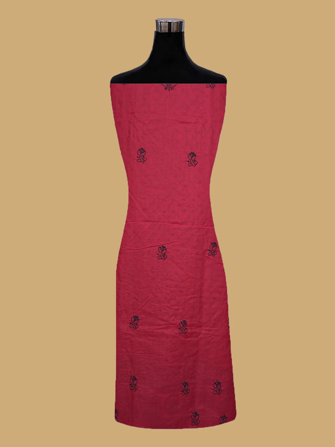 Ada Hand Embroidered Maroon Cotton Lucknowi Chikankari Unstitched Suit Piece 01A784901