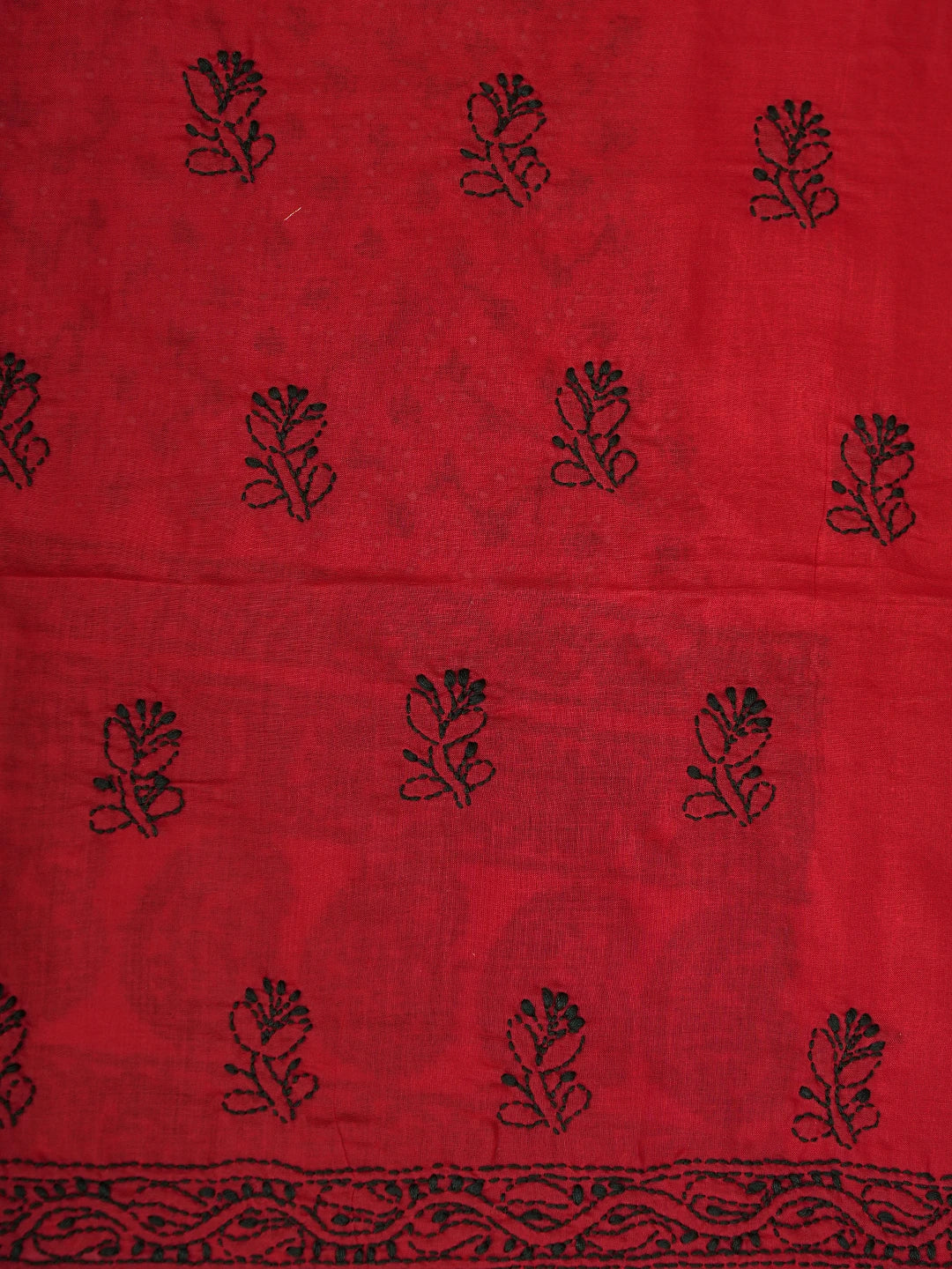 Ada Hand Embroidered Maroon Cotton Lucknowi Chikankari Unstitched Suit Piece 01A784901