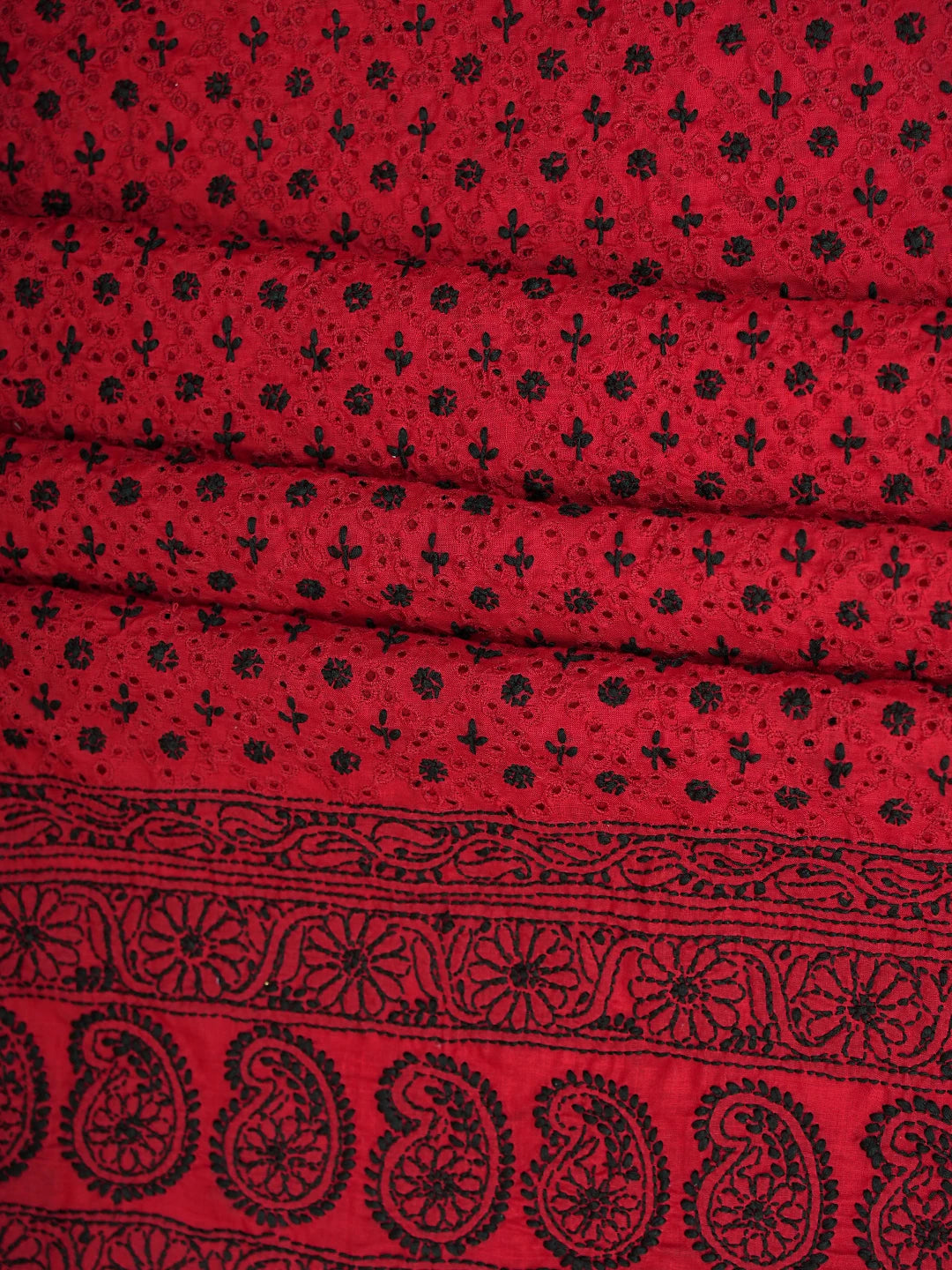 Ada Hand Embroidered Maroon Cotton Lucknowi Chikankari Unstitched Suit Piece 01A784901