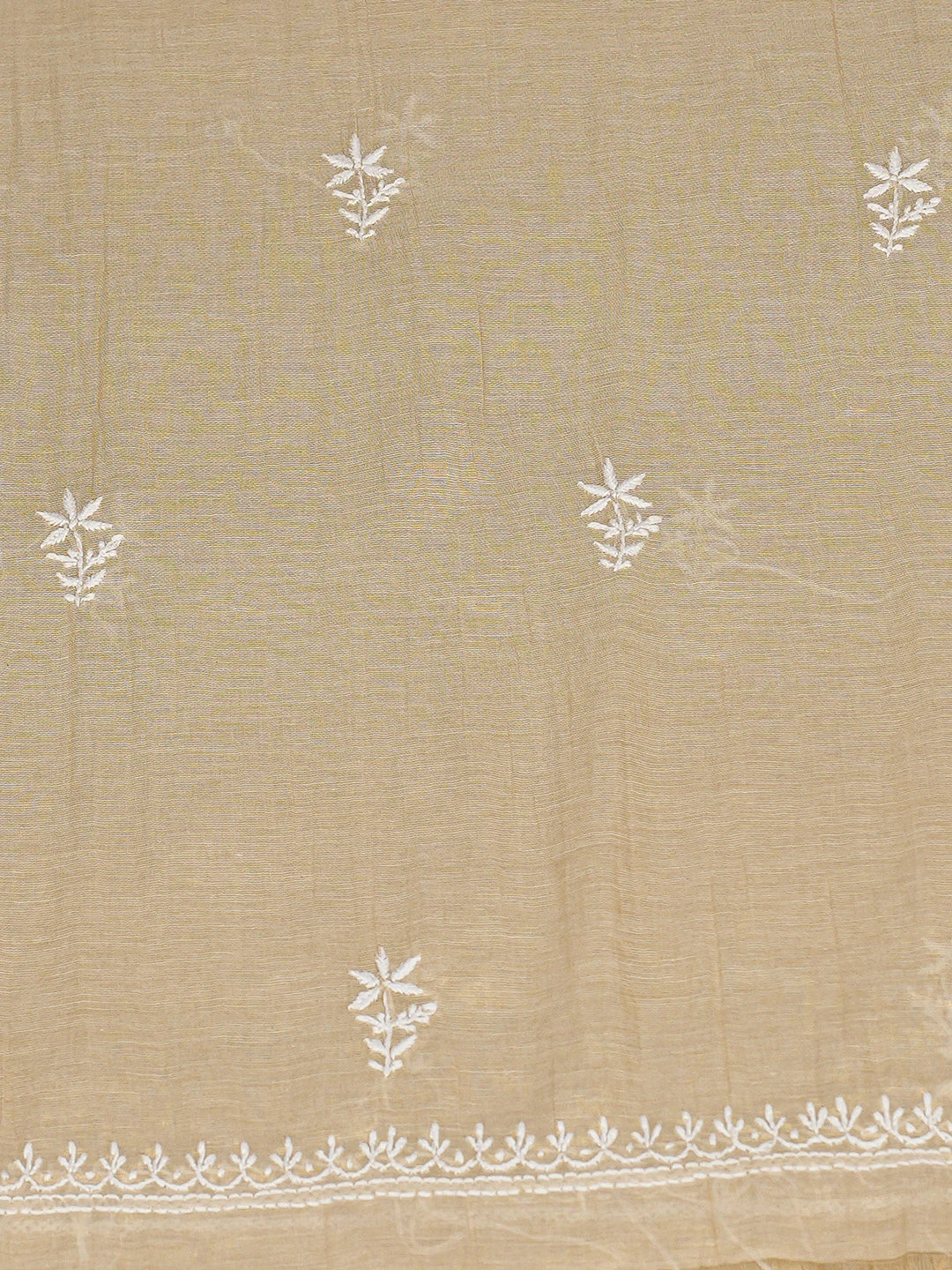 Ada Hand Embroidered Fawn Tissue Lucknowi Chikankari Unstitched Kurta Dupatta Set 01A731124