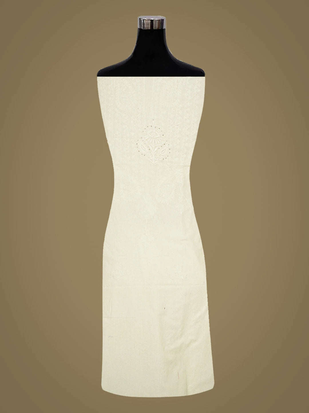 Ada Hand Embroidered Lemon Cotton Lucknowi Chikankari Unstitched Kurta Dupatta Set With Mukaish Work 01A760116