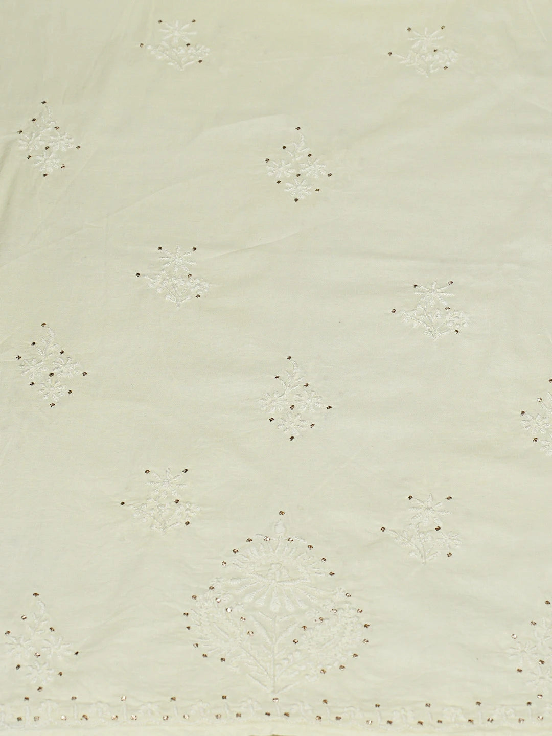 Ada Hand Embroidered Lemon Cotton Lucknowi Chikankari Unstitched Kurta Dupatta Set With Mukaish Work 01A760116