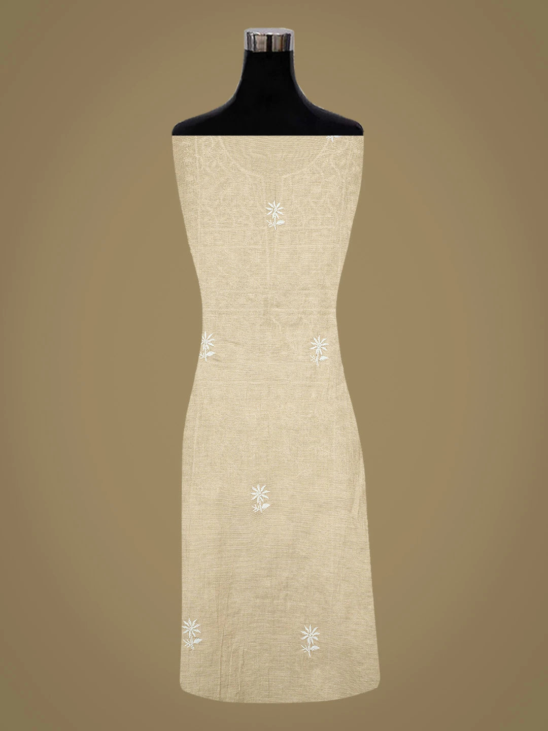 Ada Hand Embroidered Fawn Tissue Lucknowi Chikankari Unstitched Kurta Dupatta Set With Pearl Work 01A793597
