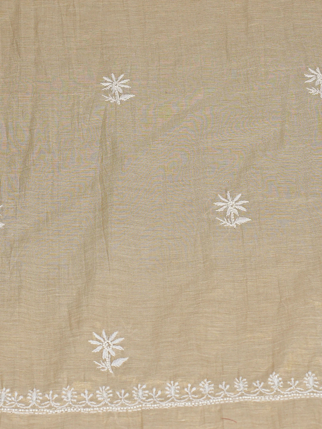 Ada Hand Embroidered Fawn Tissue Lucknowi Chikankari Unstitched Kurta Dupatta Set With Pearl Work 01A793597