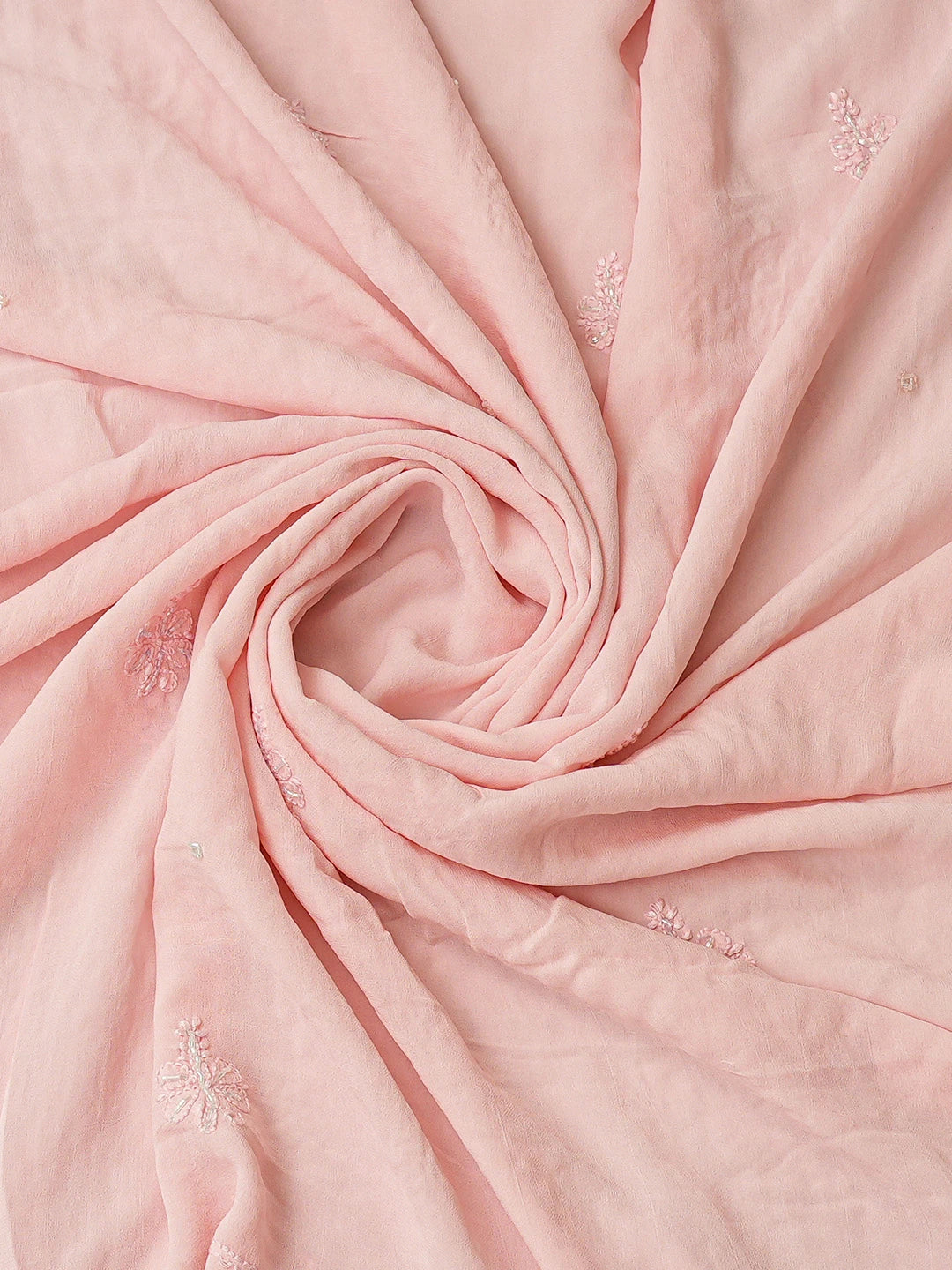 Ada Hand Embroidered Pink Viscose Georgette Lucknowi Chikankari Unstitched Kurta Dupatta Set With Cutdana Work 01A784866