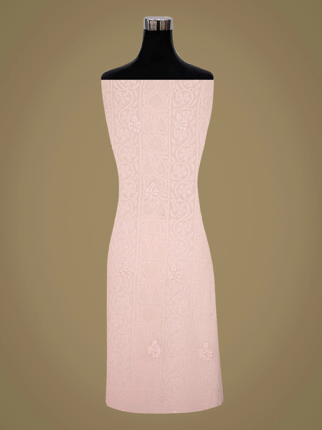 Ada Hand Embroidered Pink Viscose Georgette Lucknowi Chikankari Unstitched Kurta Dupatta Set With Cutdana Work 01A784866