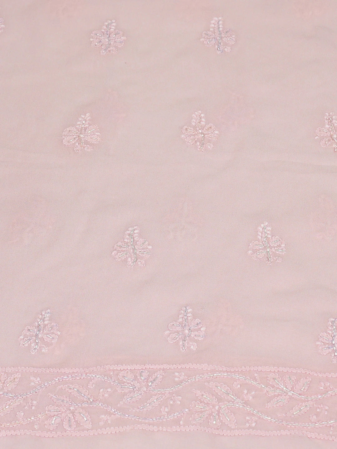 Ada Hand Embroidered Pink Viscose Georgette Lucknowi Chikankari Unstitched Kurta Dupatta Set With Cutdana Work 01A784866