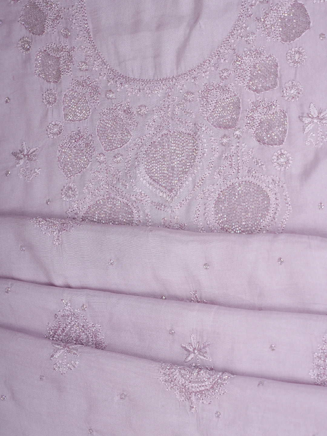 Ada Hand Embroidered Rose Quartz Pink Muslin Lucknowi Chikankari Unstitched Suit Piece With Cutdana Work 01A814895