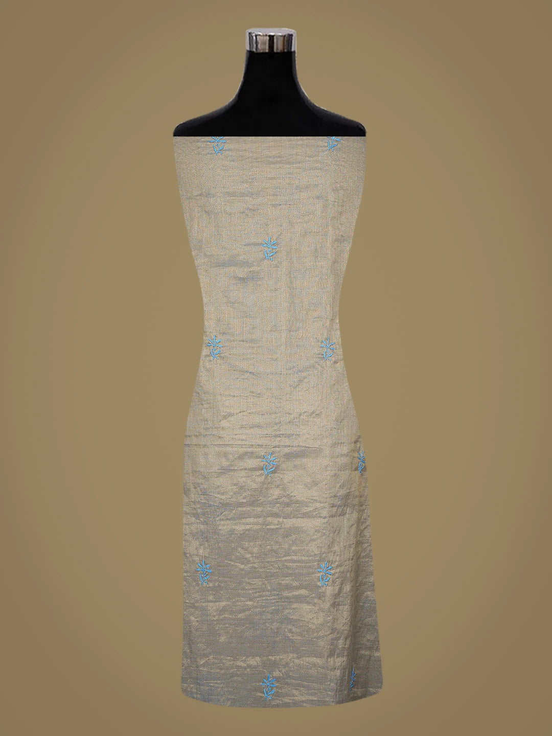 Ada Hand Embroidered Blue Tissue Lucknowi Chikankari Unstitched Kurta Dupatta Set 01A779557