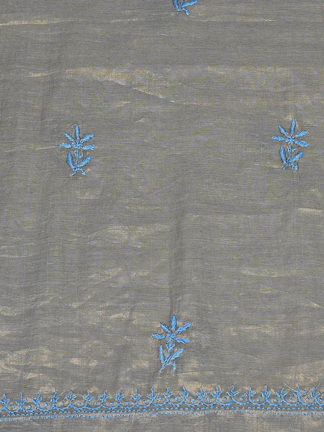 Ada Hand Embroidered Blue Tissue Lucknowi Chikankari Unstitched Kurta Dupatta Set 01A779557