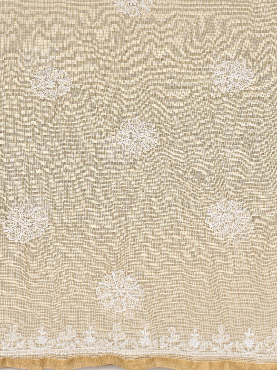 Ada Hand Embroidered Fawn Kota Lucknowi Chikankari Unstitched Kurta Dupatta Set 01A795142