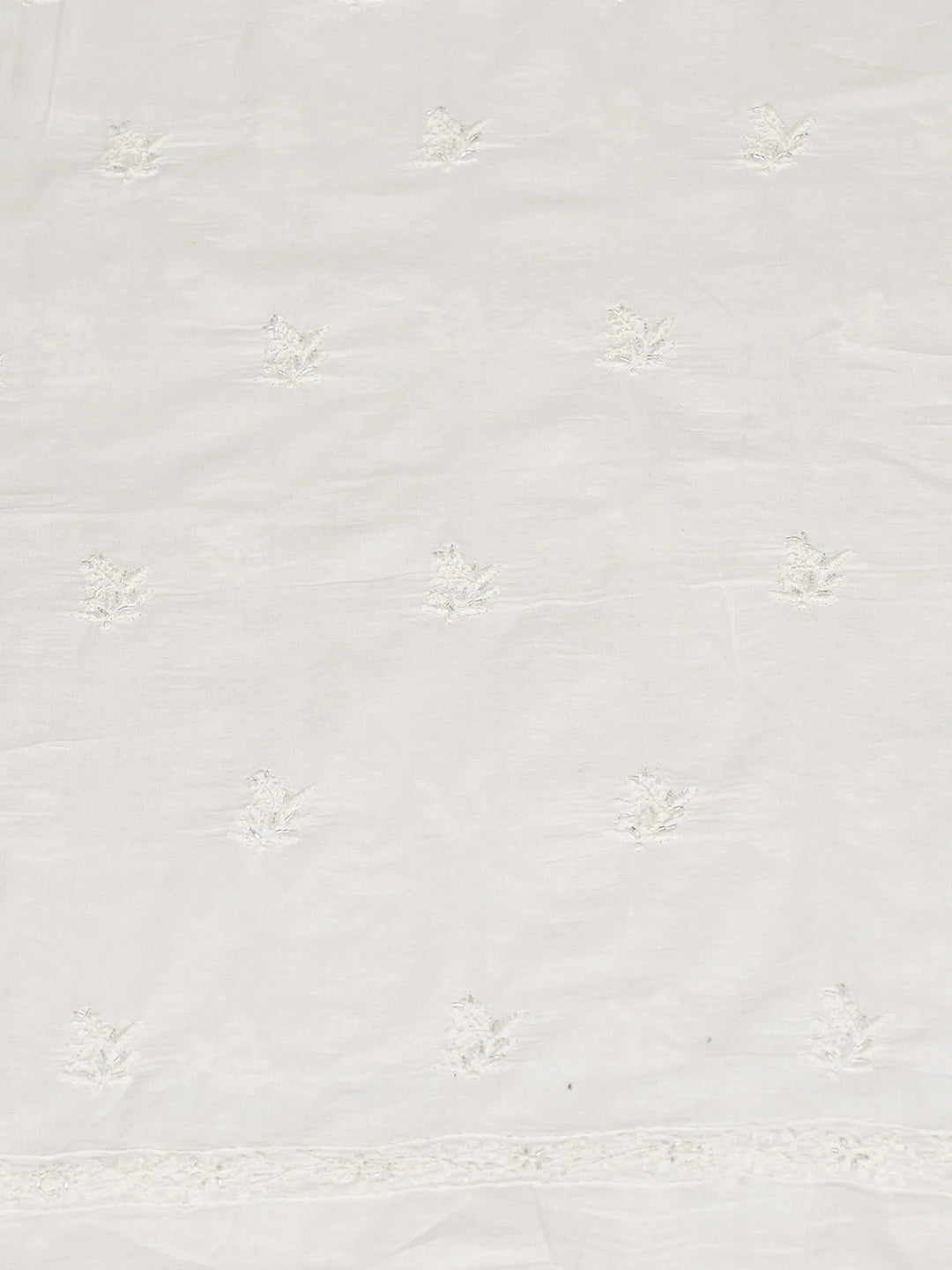 Ada Hand Embroidered White Cotton Lucknowi Chikankari Unstitched Kurta Dupatta Set With Cutdana Work 01A752330