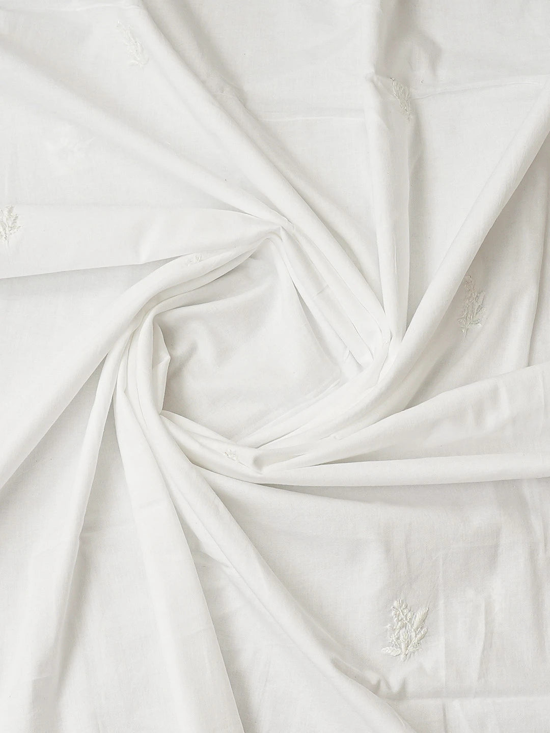Ada Hand Embroidered White Cotton Lucknowi Chikankari Unstitched Kurta Dupatta Set With Cutdana Work 01A752330