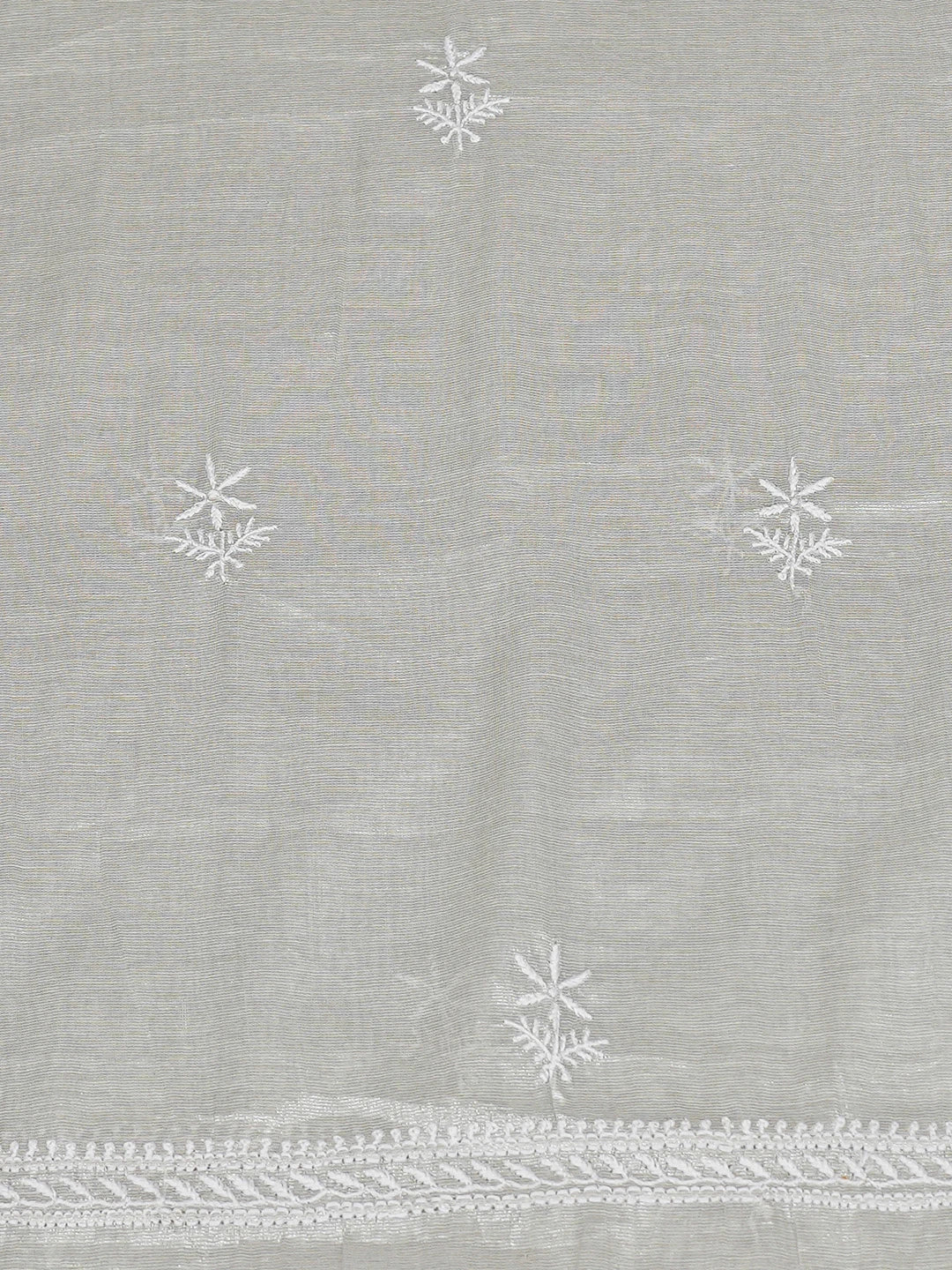 Ada Hand Embroidered Grey Tissue Lucknowi Chikankari Unstitched Kurta Dupatta Set 01A771356