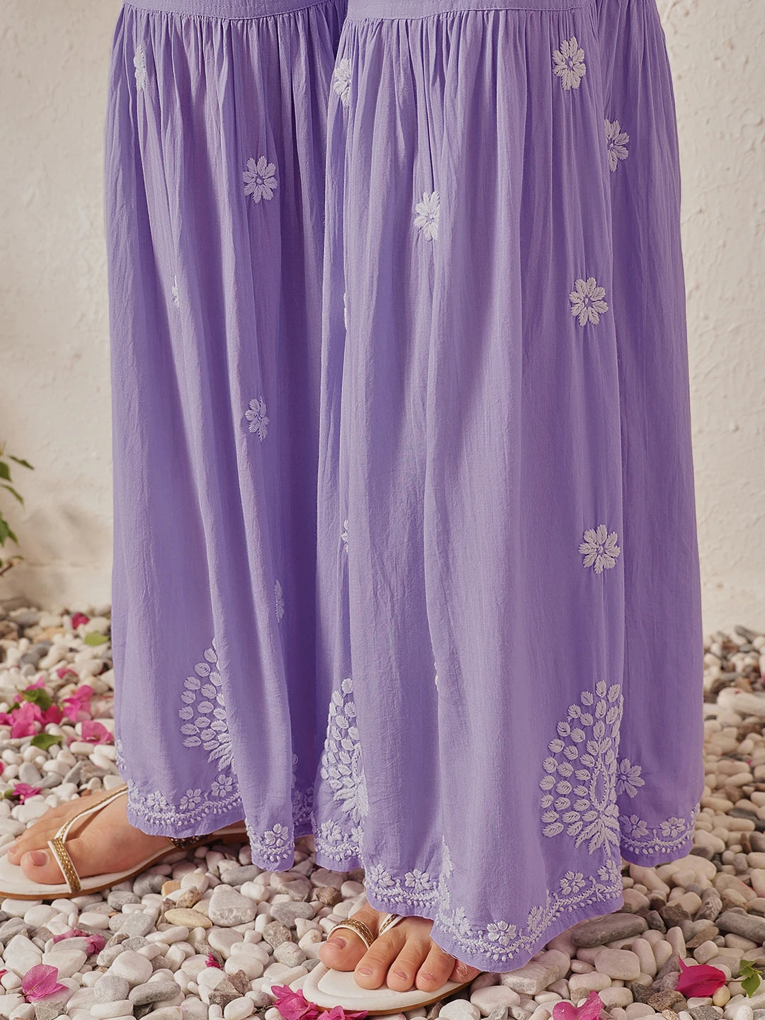 Ada Hand Embroidered Lavender Modal Lucknowi Chikankari Garara Set A811326