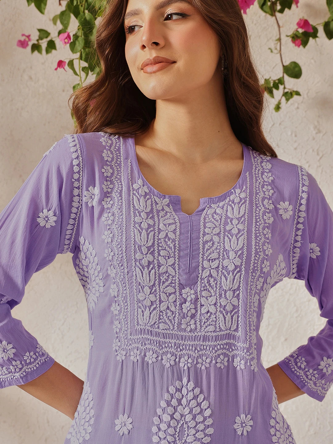 Ada Hand Embroidered Lavender Modal Lucknowi Chikankari Garara Set A811326