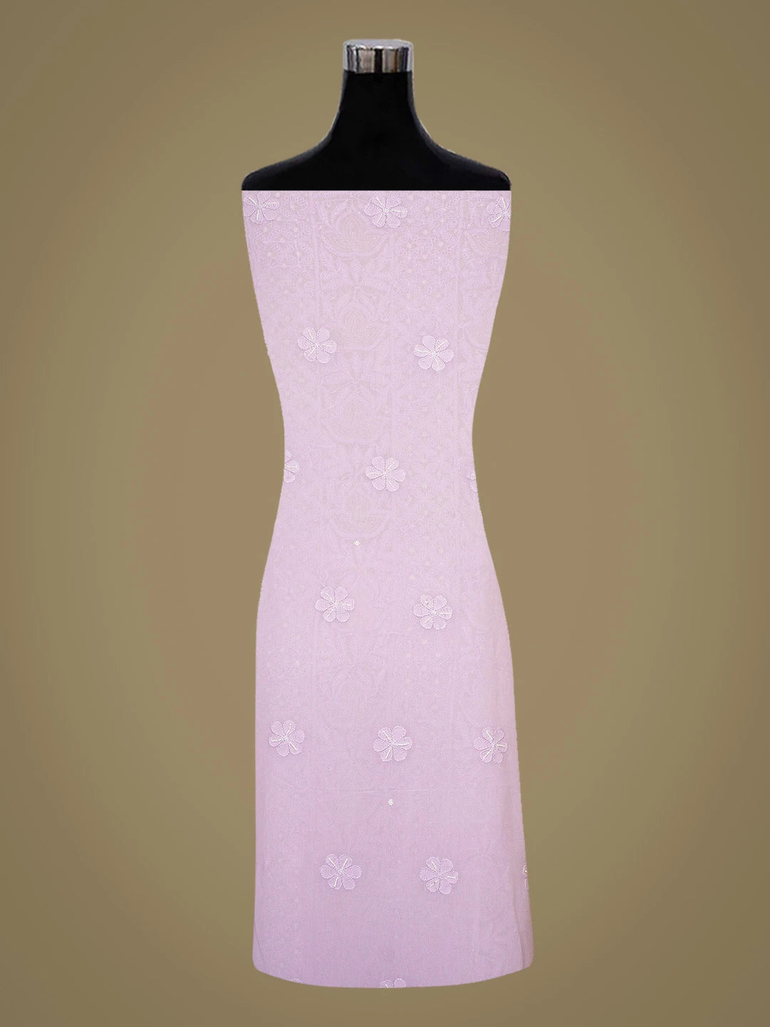 Ada Hand Embroidered Lavender Viscose Georgette Lucknowi Chikankari Unstitched Kurta Dupatta Set With Pearl Work 01A782546