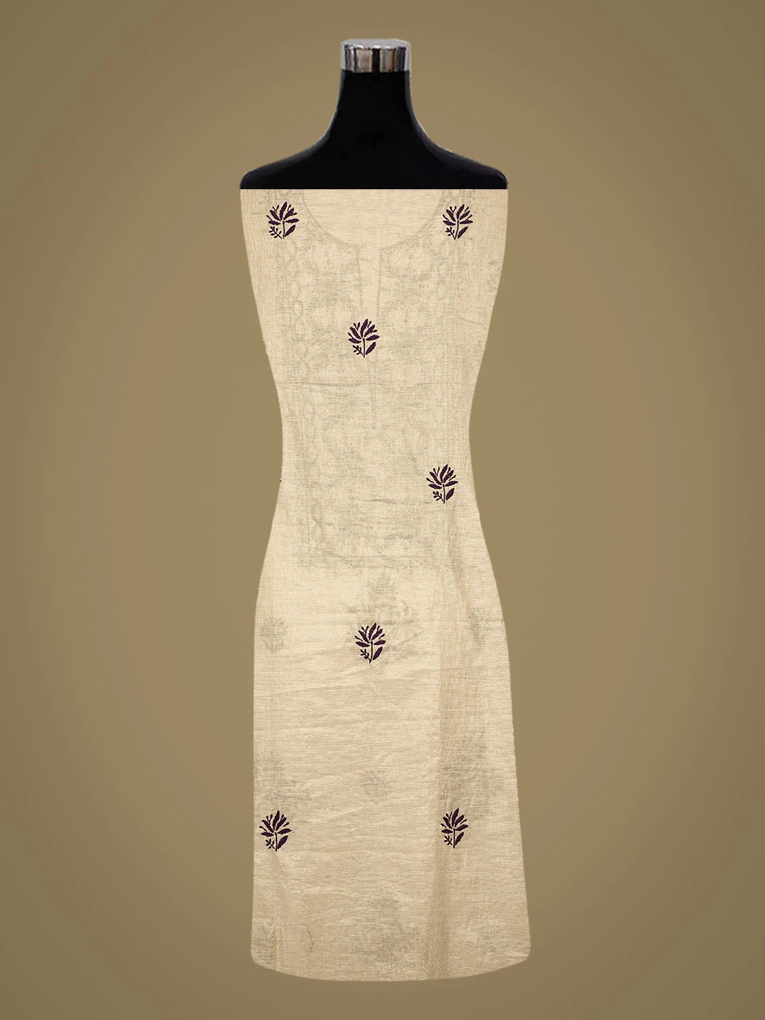 Ada Hand Embroidered Fawn Tissue Lucknowi Chikankari Unstitched Kurta Dupatta Set 01A809541