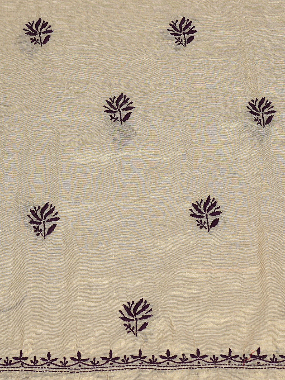 Ada Hand Embroidered Fawn Tissue Lucknowi Chikankari Unstitched Kurta Dupatta Set 01A809541