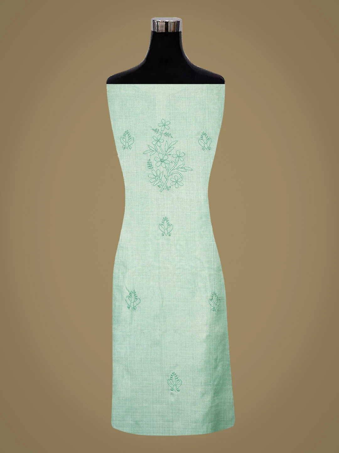 Ada Hand Embroidered Sea Green Silk Lucknowi Chikankari Unstitched Suit Piece 01A746274
