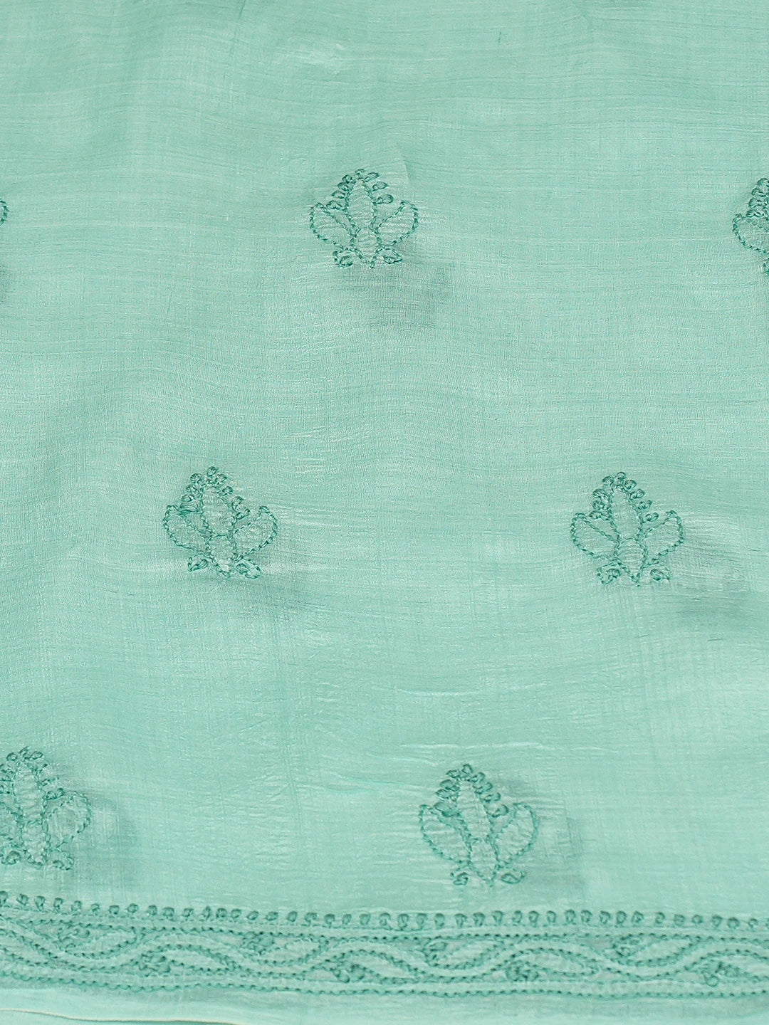 Ada Hand Embroidered Sea Green Silk Lucknowi Chikankari Unstitched Suit Piece 01A746274