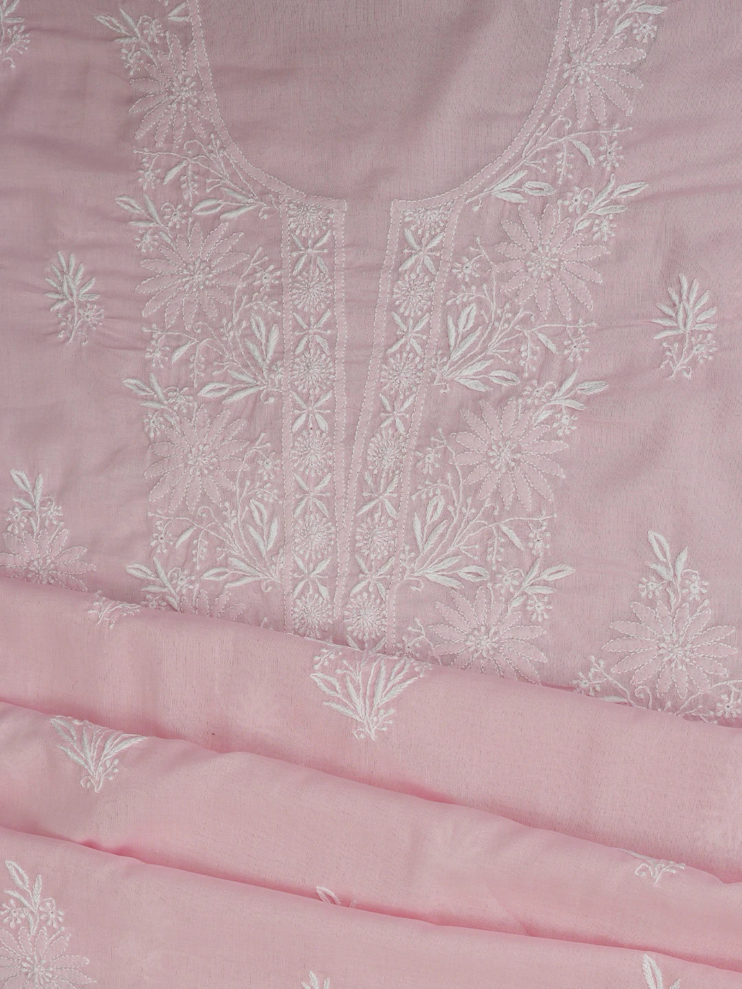 Ada Hand Embroidered Pink Cotton Lucknowi Chikankari Unstitched Suit Piece 01A773533