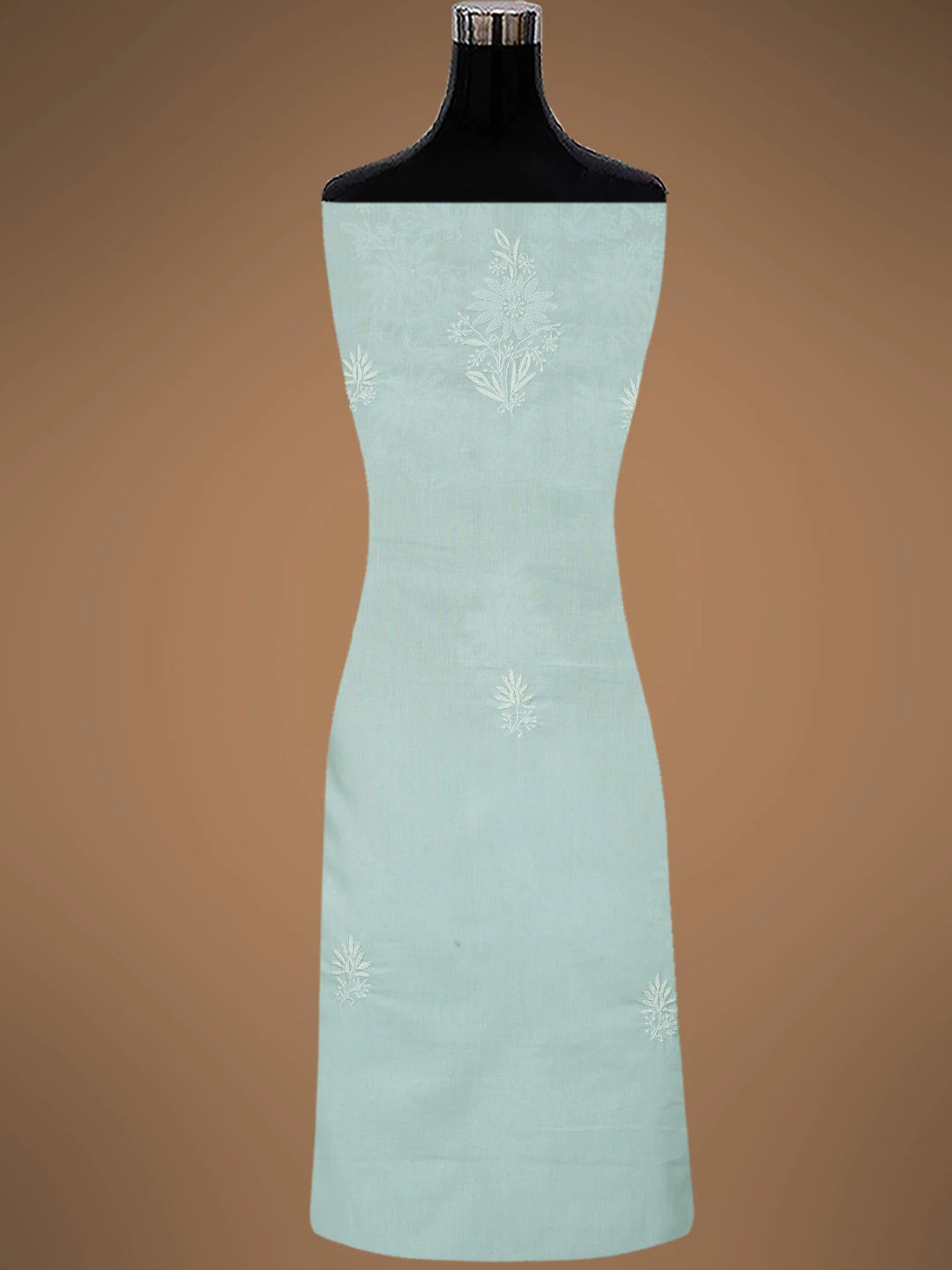 Ada Hand Embroidered Sky Blue Cotton Lucknowi Chikankari Unstitched Suit Piece 01A773562