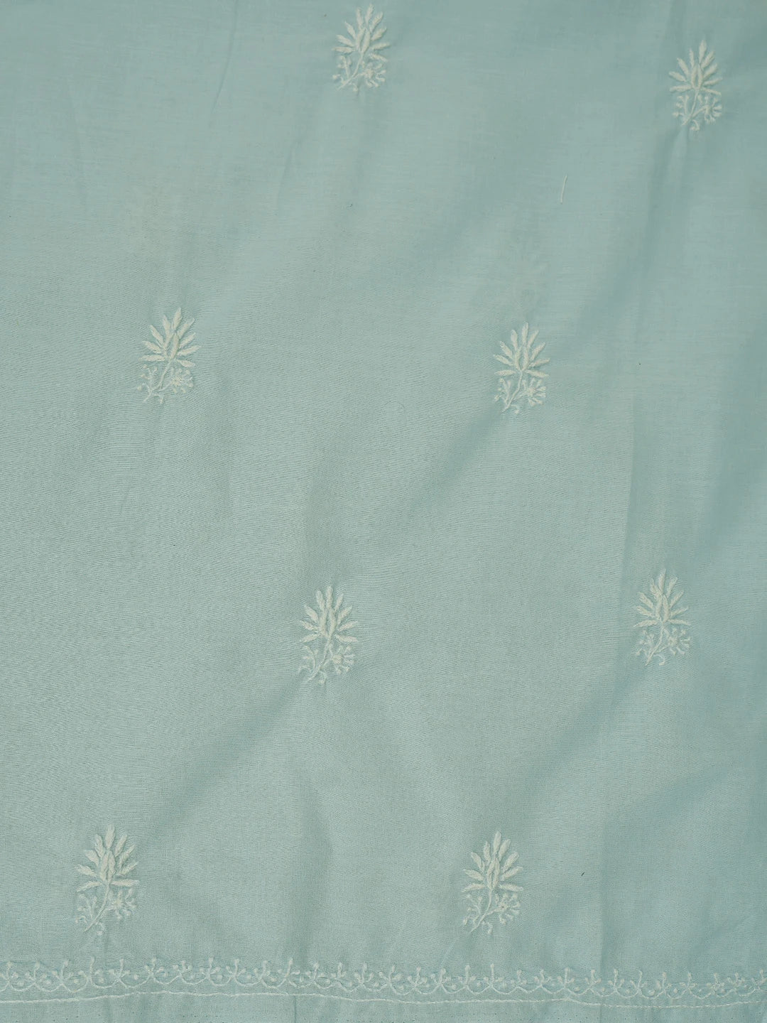 Ada Hand Embroidered Sky Blue Cotton Lucknowi Chikankari Unstitched Suit Piece 01A773562
