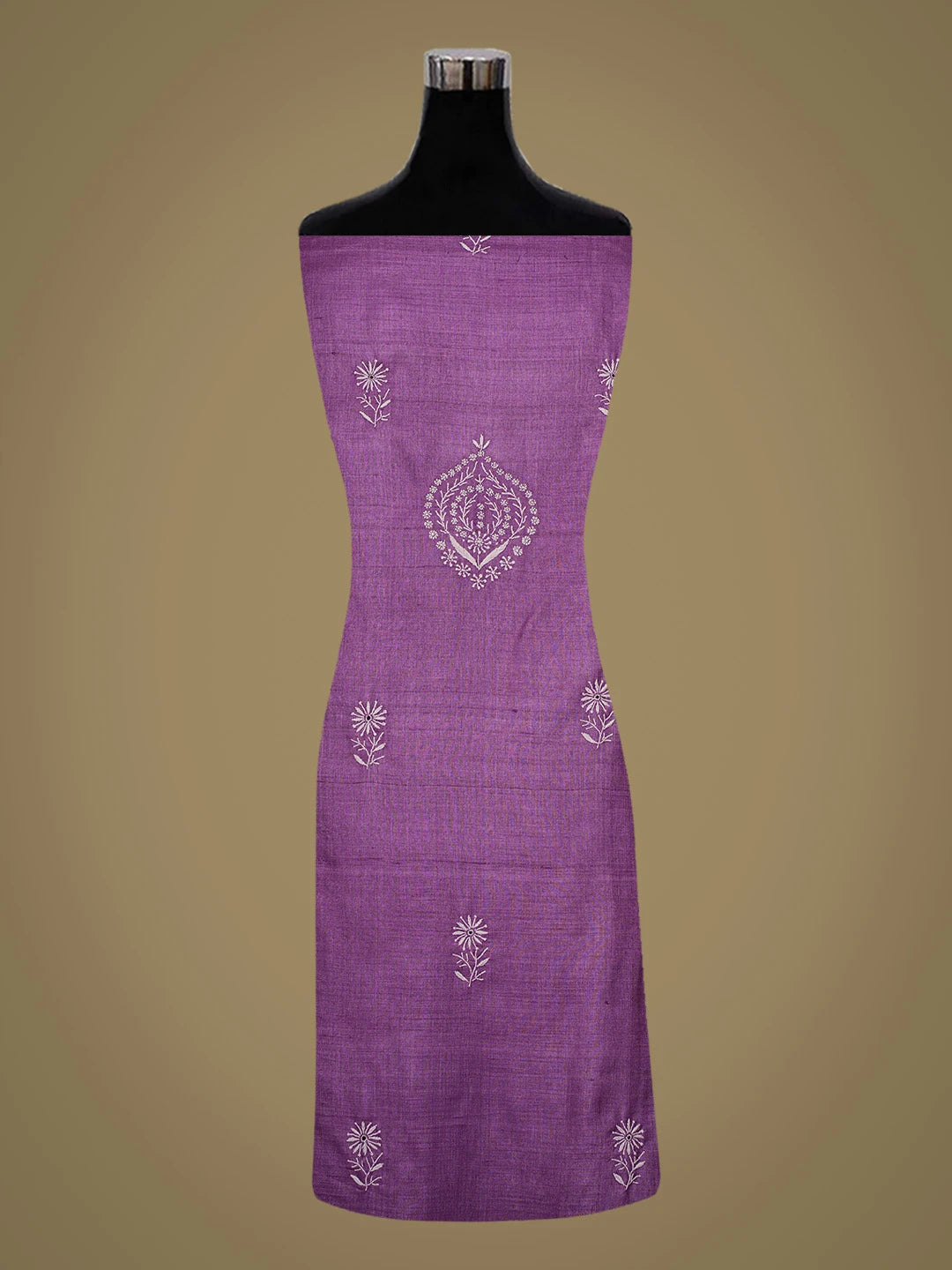 Ada Hand Embroidered Purple Silk Lucknowi Chikankari Unstitched Suit Piece 01A759928