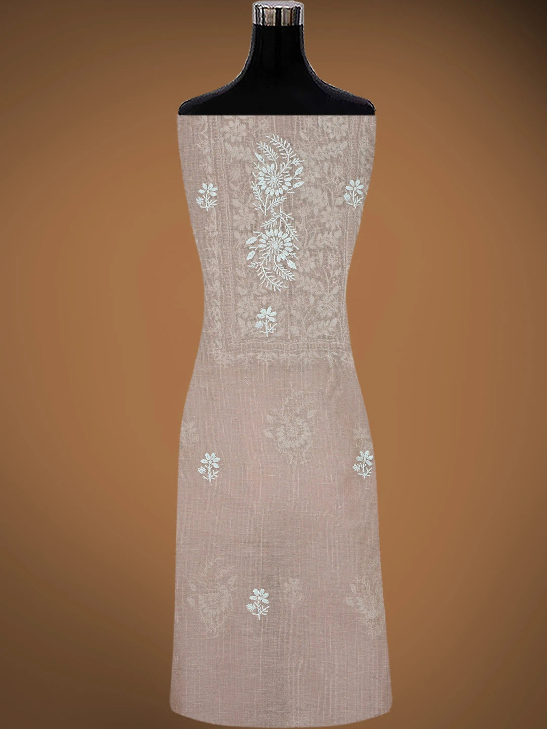 Ada Hand Embroidered Dusty Pink Tissue Lucknowi Chikankari Unstitched Kurta Dupatta Set 01A818308