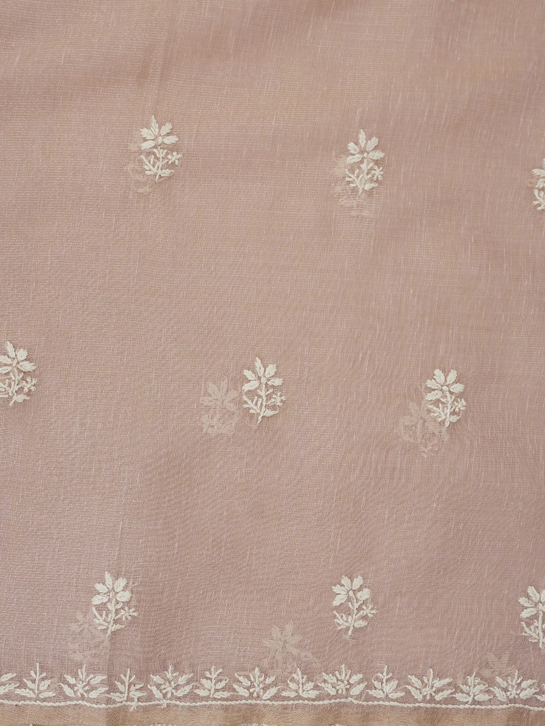 Ada Hand Embroidered Dusty Pink Tissue Lucknowi Chikankari Unstitched Kurta Dupatta Set 01A818308